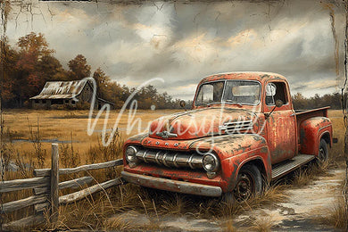 Old Red Farm Truck | 18 lb Decoupage Tissue Paper | 21x29 in