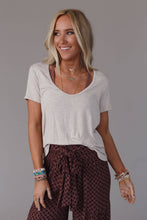 Scoop Neck Bralette Tee - Heather Oatmeal: XL
