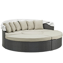 Modway Sojourn Outdoor Patio Sunbrella Sectional Daybed with Canopy in Antique Canvas Beige