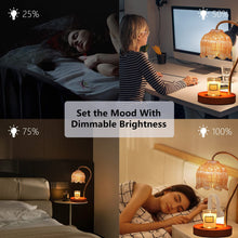 Geezo Fragrance Candle Warmer Lamp with 2 Bulbs Electric Candle Warmer with Timer & Dimmer for Home Decor Wax Melt for Small Large Size Jar Candles Retro Wooden Base