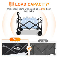 Collapsible Wagon Carts Foldable, Heavy Duty Beach Folding Wagon Cart with Wheels, Large Capacity Portable Utility Grocery Wagon for Shopping, Sports, Camping, Garden