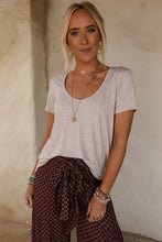 Scoop Neck Bralette Tee - Heather Oatmeal: XL