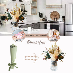 MUYEJI Natural Dried Flower Bouquet Mix Bouquet | Protea Repens, Hydrangea, Eucalyptus, Palm, Millet, Limonium, Pampas Grass, Floral Arrangements for Home Wedding Decor
