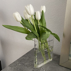 Puransen Bookend Vase for Flowers, Cute Bookshelf Decor, Unique Vase for Book Lovers, Artistic and Cultural Flavor Acrylic Vases for Home Office Decor, A Book About Flowers (Clear - B)