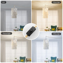 Boho Plug in Pendant Light, 15FT Hanging Lights with Plug in Cord, Pendant Lights with Handmade Macrame Lamp Shade, Hemp Rope Cord and On/Off Switch, Hanging Lamp for Boho Bedroom Decor Living Room
