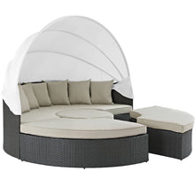 Modway Sojourn Outdoor Patio Sunbrella Sectional Daybed with Canopy in Antique Canvas Beige