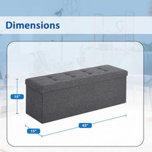 43" Folding Storage Ottoman Bench for Living Room, Bedroom, TV Entertainment - Bedroom Bench with Hidden Storage, Foot Rest Stool - 660 Capacity & Holds up to 5.6 Cubic Feet of Storage - DARK GREY