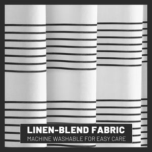 Awellife Black and White Shower Curtain for Bathroom Stripe Tassel Shower Curtain 72 X 72 Inches Farmhouse Linen
