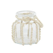 Deco 79 Glass Candle Lantern with Rope Handle, 6" x 6" x 6", Clear