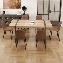 MUUOKY 7 Piece Dining Table Set for 6,Modern 71'' Rectangle Wood Dining Table and Fabric Dining Chairs 6,Kitchen Table and Chairs for 6,Ideal for Kitchen Dining Room