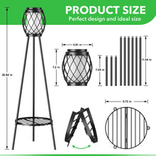 Solar Lights Outdoor Street Lights with Plant Stands 2 Pack, Solar Floor Lamp Metal Tripod Patio Lights for Garden Yard Pathway Driveway Front/Back Porch Decoration