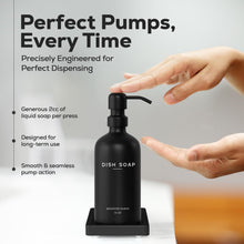 Black Glass Hand and Dish Soap Dispenser Set by Brighter Barns - Kitchen Soap Dispenser Set with Tray - Matte Black Soap Dispenser for Kitchen Sink - Black Kitchen Decor, Bathroom Accessories (Black)