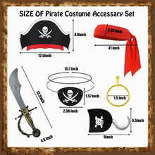 FUEAWIM 6 Pcs Pirate Accessories Include Pirate Headband Hat Eye Patch Hook Pirate Costume Accessories Halloween Priate Party Supplies