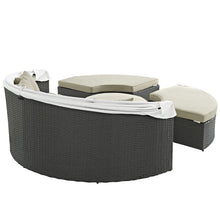Modway Sojourn Outdoor Patio Sunbrella Sectional Daybed with Canopy in Antique Canvas Beige