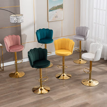 Janoray Velvet Adjustable Bar Stools with Petal Backs Set of 2 Swivel Modern Counter Bar Height Stool Chairs with Gold Footrest and Base Barstools for Home Bar/Kitchen/Dining Bar, Dark Pink