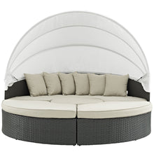 Modway Sojourn Outdoor Patio Sunbrella Sectional Daybed with Canopy in Antique Canvas Beige