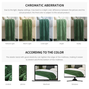 BOURINA Green Throw Blanket Textured Solid Soft Sofa Couch Decorative Knitted Blanket, 50" x 60" Green