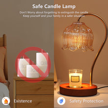 Geezo Fragrance Candle Warmer Lamp with 2 Bulbs Electric Candle Warmer with Timer & Dimmer for Home Decor Wax Melt for Small Large Size Jar Candles Retro Wooden Base