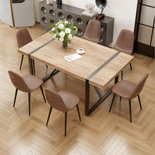 MUUOKY 7 Piece Dining Table Set for 6,Modern 71'' Rectangle Wood Dining Table and Fabric Dining Chairs 6,Kitchen Table and Chairs for 6,Ideal for Kitchen Dining Room