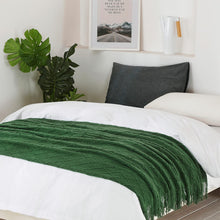 BOURINA Green Throw Blanket Textured Solid Soft Sofa Couch Decorative Knitted Blanket, 50" x 60" Green