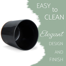 Elanze Designs Glossy X-Large Ceramic Stoneware Cork Bottom Kitchen Utensil Holder, Black