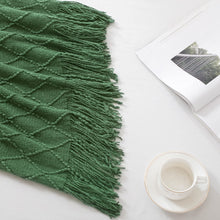 BOURINA Green Throw Blanket Textured Solid Soft Sofa Couch Decorative Knitted Blanket, 50" x 60" Green
