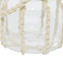 Deco 79 Glass Candle Lantern with Rope Handle, 6" x 6" x 6", Clear