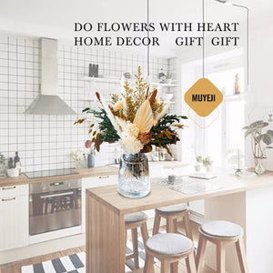 MUYEJI Natural Dried Flower Bouquet Mix Bouquet | Protea Repens, Hydrangea, Eucalyptus, Palm, Millet, Limonium, Pampas Grass, Floral Arrangements for Home Wedding Decor