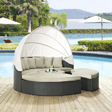 Modway Sojourn Outdoor Patio Sunbrella Sectional Daybed with Canopy in Antique Canvas Beige