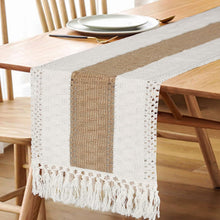 FEXIA Boho Table Runner for Spring Home Decor 72 Inches Long Farmhouse Rustic Table Runner Cream & Brown Macrame Table Runner with Tassels for Dining Living Room Bedroom Bridal Shower (12x72 Inches)