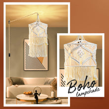 Boho Plug in Pendant Light, 15FT Hanging Lights with Plug in Cord, Pendant Lights with Handmade Macrame Lamp Shade, Hemp Rope Cord and On/Off Switch, Hanging Lamp for Boho Bedroom Decor Living Room
