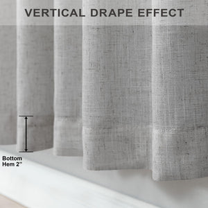 Light Grey Curtains 96 Inches Long for Living Room 2 Panels Back Tab Pocket Airy Flowy Lightweight Semi Sheer Linen Gray Curtains for Boys Bedroom Dining Country Chic Decoration 52x96 Inch Length 8 FT