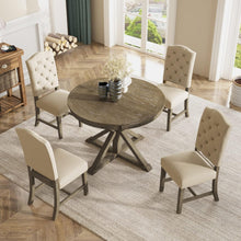 BSYEIO Wood Dining Table Extendable Round Dining Table for 4 to 6 Kitchen Table,Country Rustic Dinner Room Table Wood-42 (Only One Table)