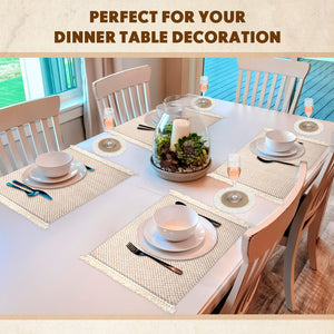 Boho Macrame Table Runner Placemat and Coaster Set of 13, Rustic Table Runner with Tassel Absorbent Boho Placemat Natrual Burlap Farmhouse Coaster for Drink Bohemian Dining Kitchen Desk Decor (Retro)