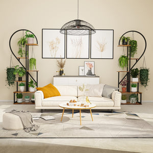 POTEY 6 Tier Metal Plant Stand, Creative Half Heart Shape Ladder Plant Stands for Indoor Plants Multiple, Brown Plant Shelf Rack for Home Patio Lawn Garden (2 Pack)