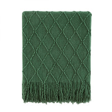 BOURINA Green Throw Blanket Textured Solid Soft Sofa Couch Decorative Knitted Blanket, 50" x 60" Green