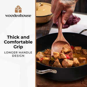 Wooden Spoons for Cooking, Wooden Cooking Utensils Set, Wooden Utensil Set with Holder, Spoon Rest & Hooks, Teak Wood Nonstick Kitchen Cookware – Set of 8pcs by Woodenhouse
