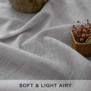 Light Grey Curtains 96 Inches Long for Living Room 2 Panels Back Tab Pocket Airy Flowy Lightweight Semi Sheer Linen Gray Curtains for Boys Bedroom Dining Country Chic Decoration 52x96 Inch Length 8 FT