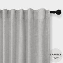 Light Grey Curtains 96 Inches Long for Living Room 2 Panels Back Tab Pocket Airy Flowy Lightweight Semi Sheer Linen Gray Curtains for Boys Bedroom Dining Country Chic Decoration 52x96 Inch Length 8 FT
