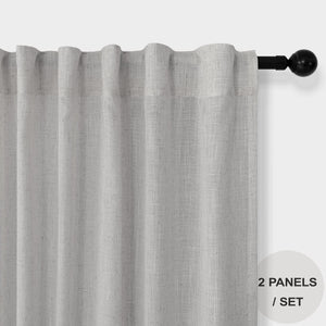 Light Grey Curtains 96 Inches Long for Living Room 2 Panels Back Tab Pocket Airy Flowy Lightweight Semi Sheer Linen Gray Curtains for Boys Bedroom Dining Country Chic Decoration 52x96 Inch Length 8 FT