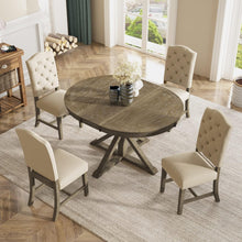 BSYEIO Wood Dining Table Extendable Round Dining Table for 4 to 6 Kitchen Table,Country Rustic Dinner Room Table Wood-42 (Only One Table)