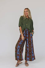 Hazel Printed Wide Leg Pant - Blue: L
