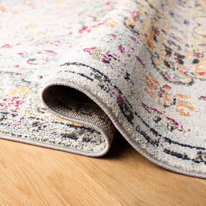 SAFAVIEH Madison Collection 9' Square Grey / Gold MAD447G Boho Chic Medallion Distressed Non-Shedding Living Room Bedroom Dining Home Office Area Rug