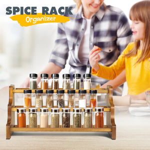 NAGAWOOD Spice Rack Organizer, 3-Tier Natural Acacia Wood Spice Shelf Storage for Kitchen Countertop and Cabinet, Non-Skid/Large Capacity/Multifunctional Seasoning Jars Spice Organizer for Countertop