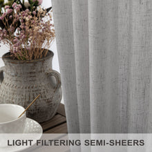 Light Grey Curtains 96 Inches Long for Living Room 2 Panels Back Tab Pocket Airy Flowy Lightweight Semi Sheer Linen Gray Curtains for Boys Bedroom Dining Country Chic Decoration 52x96 Inch Length 8 FT