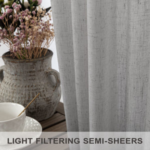 Light Grey Curtains 96 Inches Long for Living Room 2 Panels Back Tab Pocket Airy Flowy Lightweight Semi Sheer Linen Gray Curtains for Boys Bedroom Dining Country Chic Decoration 52x96 Inch Length 8 FT