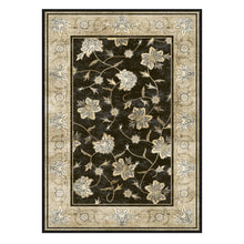 5x7 Area Rugs for Bedroom Living Room, Vintage Machine Washable Throw Rug with Rubber Backing, Large Boho Neutral Non-Slip Carpet for Dining Room, Kitchen, 5x7ft, Black/Champagne