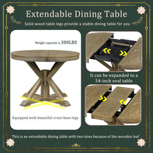 BSYEIO Wood Dining Table Extendable Round Dining Table for 4 to 6 Kitchen Table,Country Rustic Dinner Room Table Wood-42 (Only One Table)