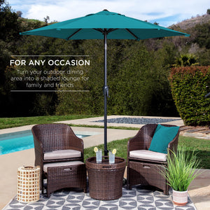 Best Choice Products 7.5ft Heavy-Duty Round Outdoor Market Table Patio Umbrella w/Steel Pole, Push Button Tilt, Easy Crank Lift - Cerulean