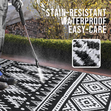 OLANLY Outdoor Rug Waterproof 5x8 ft, Reversible Outdoor Plastic Straw Rug, Boho Patio Rug, Indoor Outdoor Carpet, RV Mat Outside for Patio, Camp, Picnic, Balcony, Deck, Backyard, Black & White